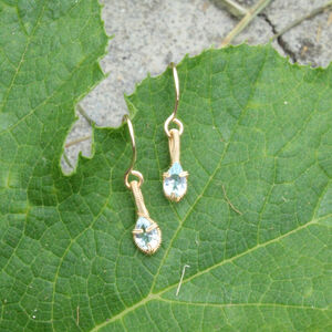 Aquamarine Earrings – 14k Gold Filled Wire Wrapped Crystal Jewelry – Handmade